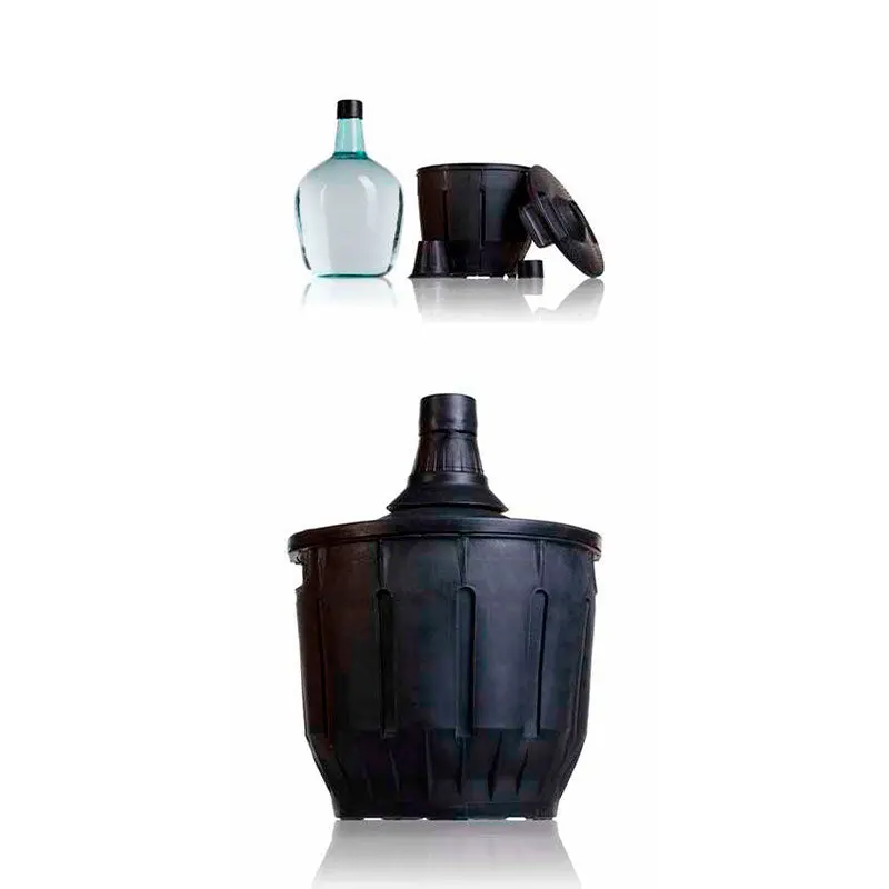 Demijohn 8 liters with black plastic cover and cap cover
